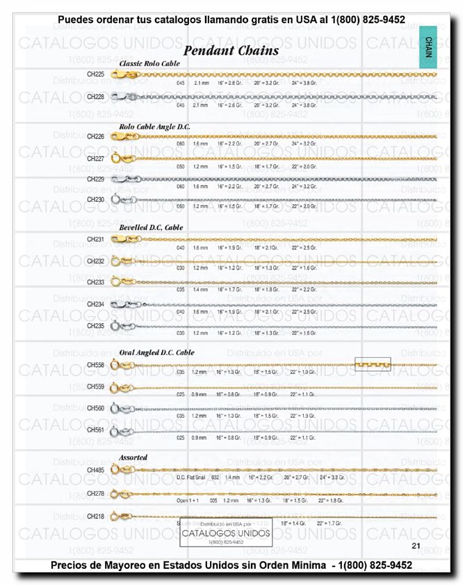 Llamanos al 1(800) 825-9452<br>Catalogos USA<br>(22 of 294)